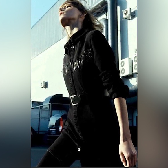 ZARA Denim Jewel Embellished Dress - Picture 1 of 7